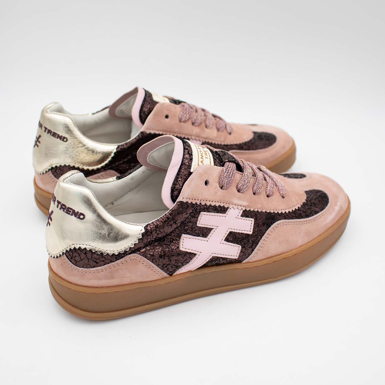 Another Trend Iconic II Blush Pink Metallic Leather Trainer
