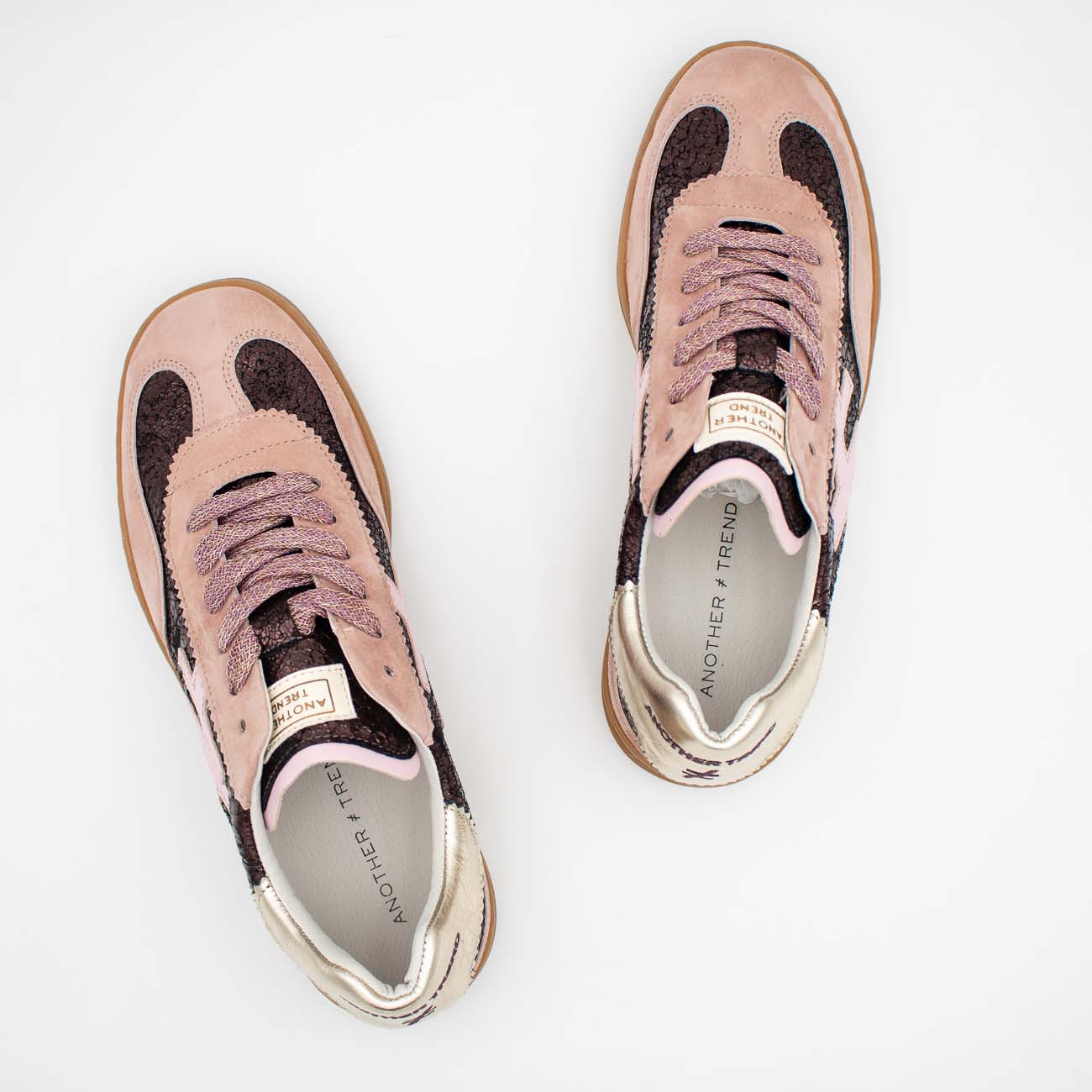 Another Trend Iconic II Blush Pink Metallic Leather Trainer