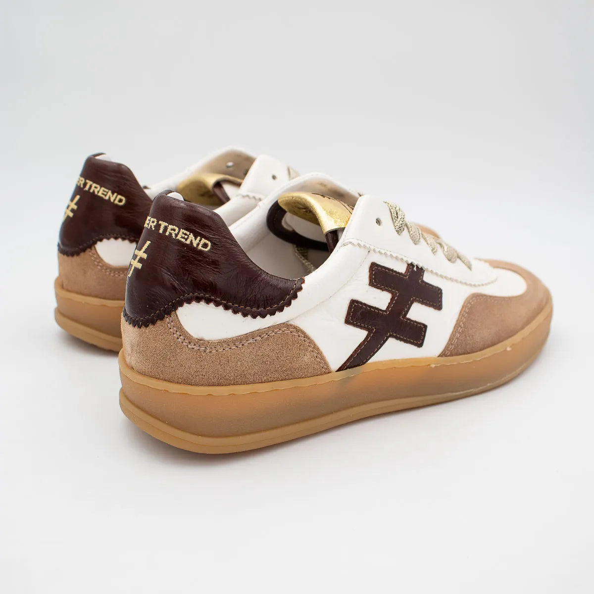 Another Trend ICONIC II White and Brown Trainer (Suede Toe Guard) - A032T493