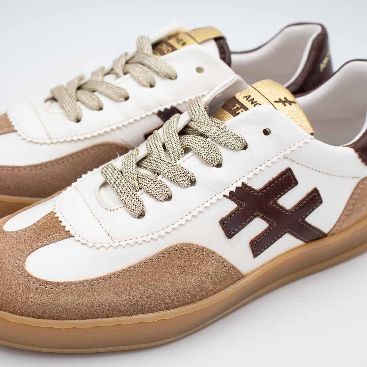 Another Trend ICONIC II White and Brown Trainer (Suede Toe Guard) - A032T493