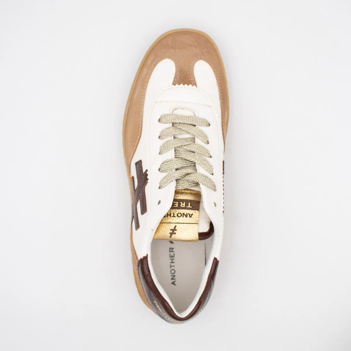 Another Trend ICONIC II White and Brown Trainer (Suede Toe Guard) - A032T493