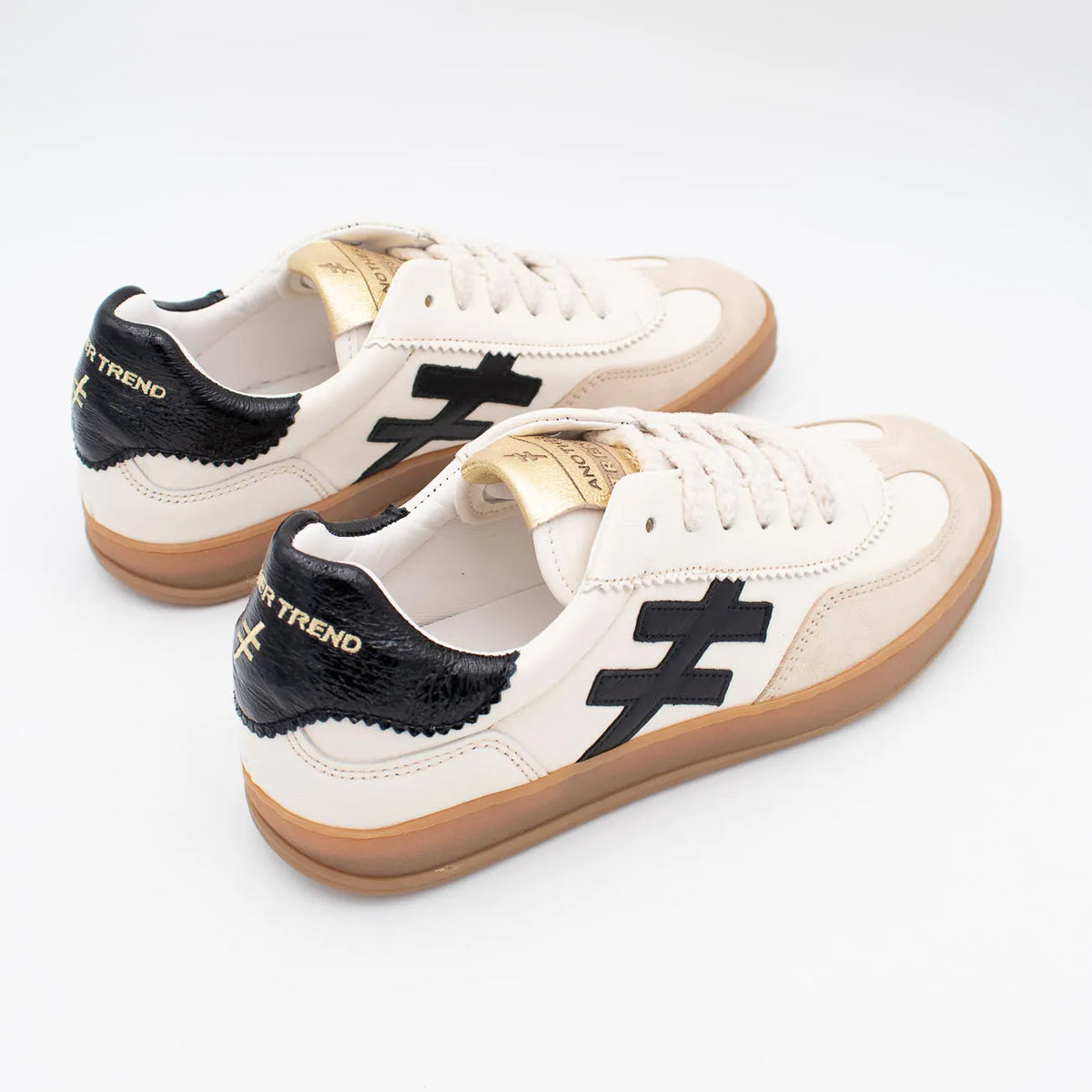 Another Trend Leather Retro Trainers – Off White