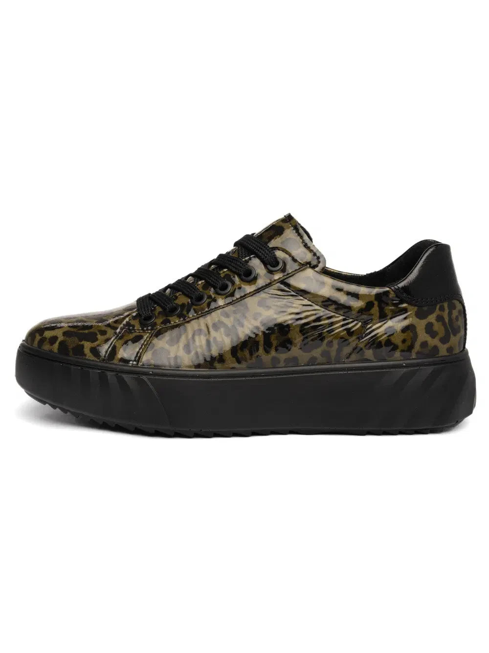 Ara Monaco Olive Leopard Wide Fit Platform Trainers