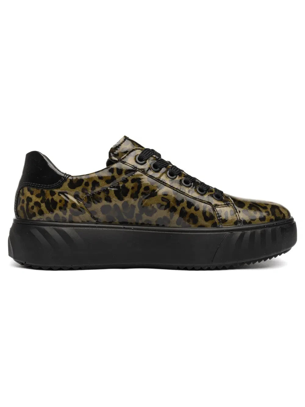 Ara Monaco Olive Leopard Wide Fit Platform Trainers