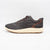Dark gray sneaker with brown accents on a light gray background