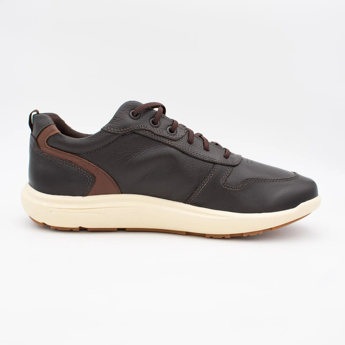 Brown leather sneaker on a white background
