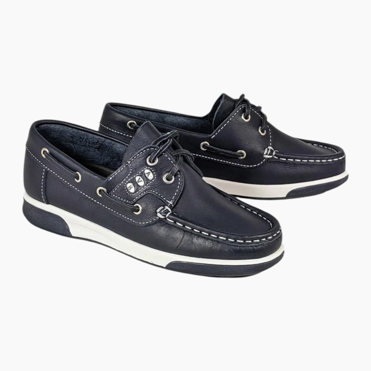 AV8 Kapley Navy Leather Deck Shoes - Leavys Shoes