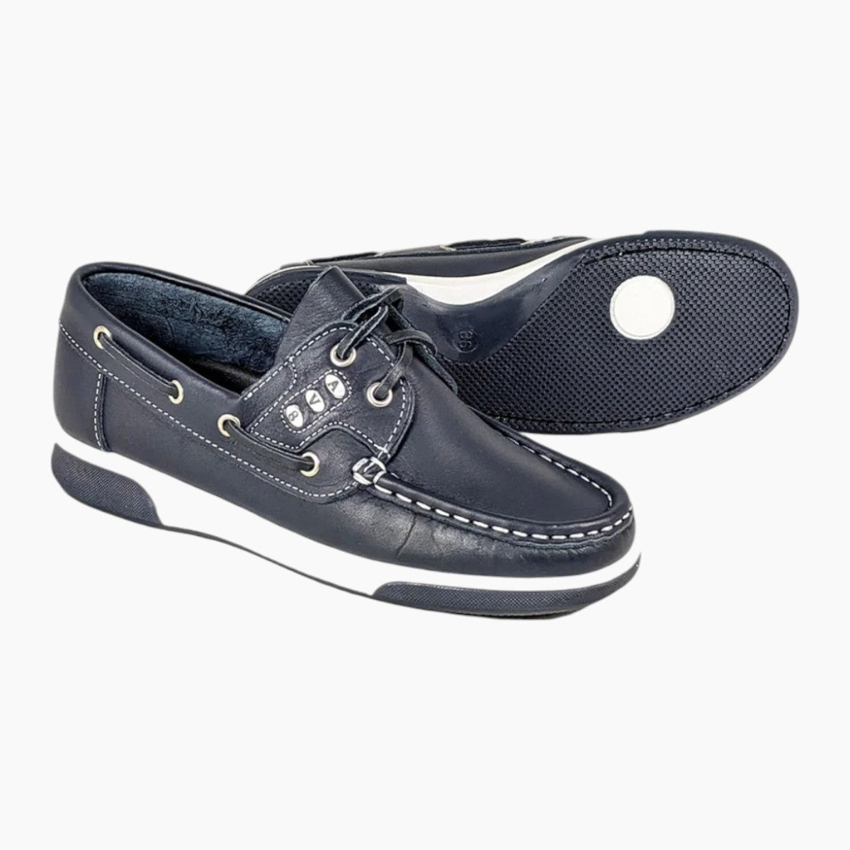AV8 Kapley Navy Leather Deck Shoes - Leavys Shoes