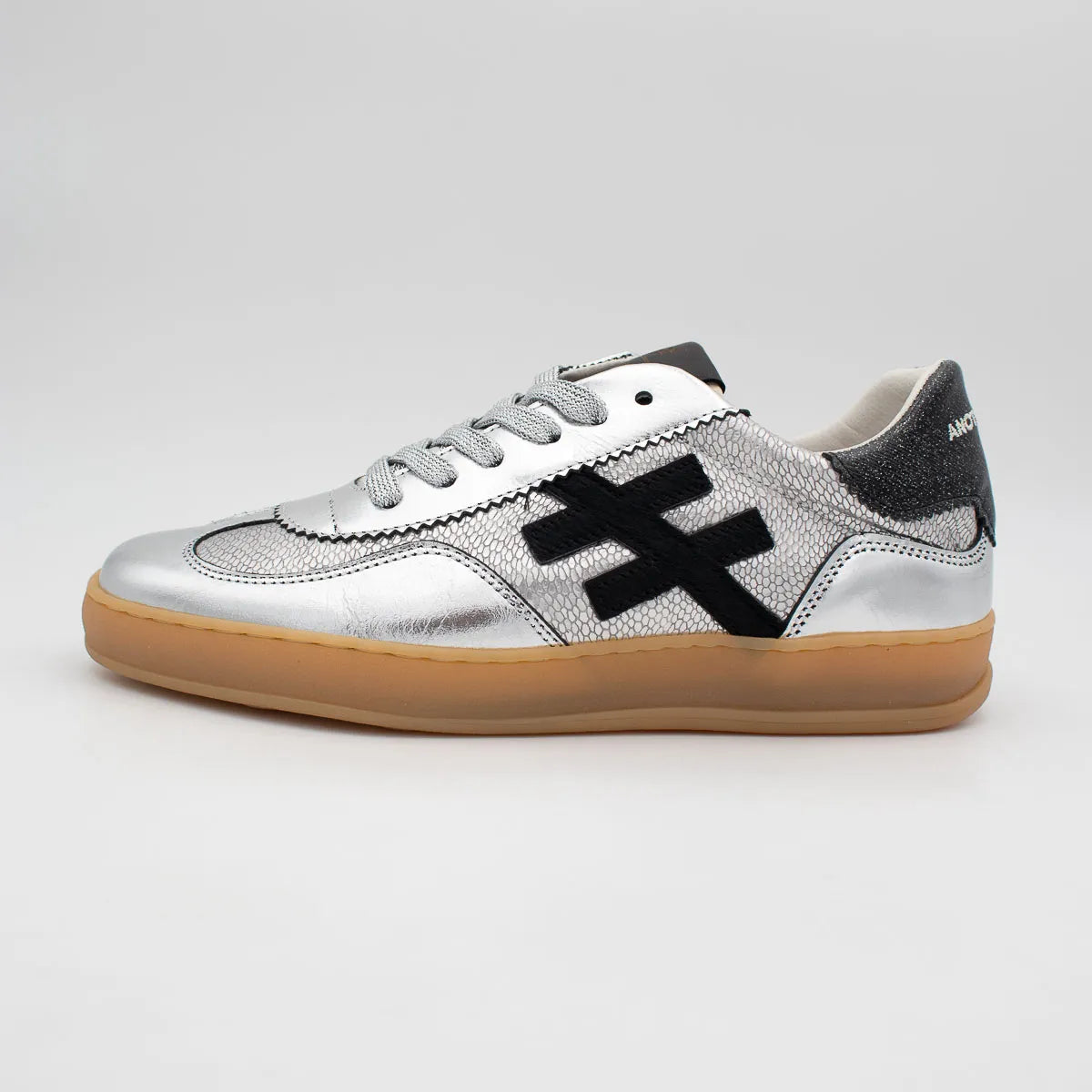 Another Trend ICONIC II Silver and Black Trainer (Metallic Finish) - A032C441