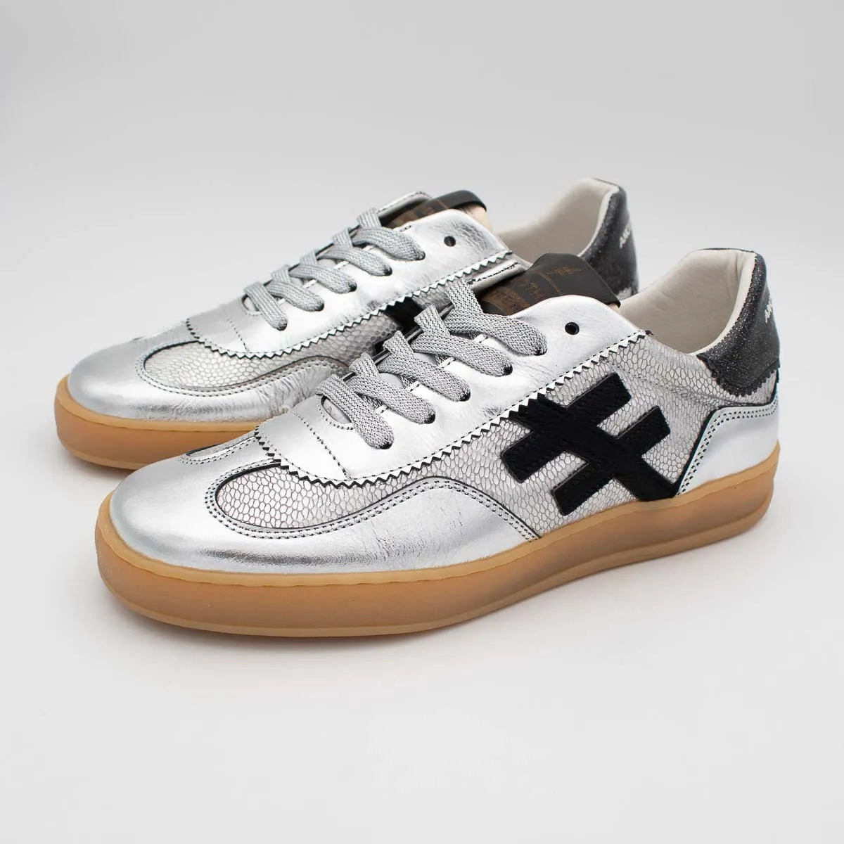 Another Trend ICONIC II Silver and Black Trainer (Metallic Finish) - A032C441