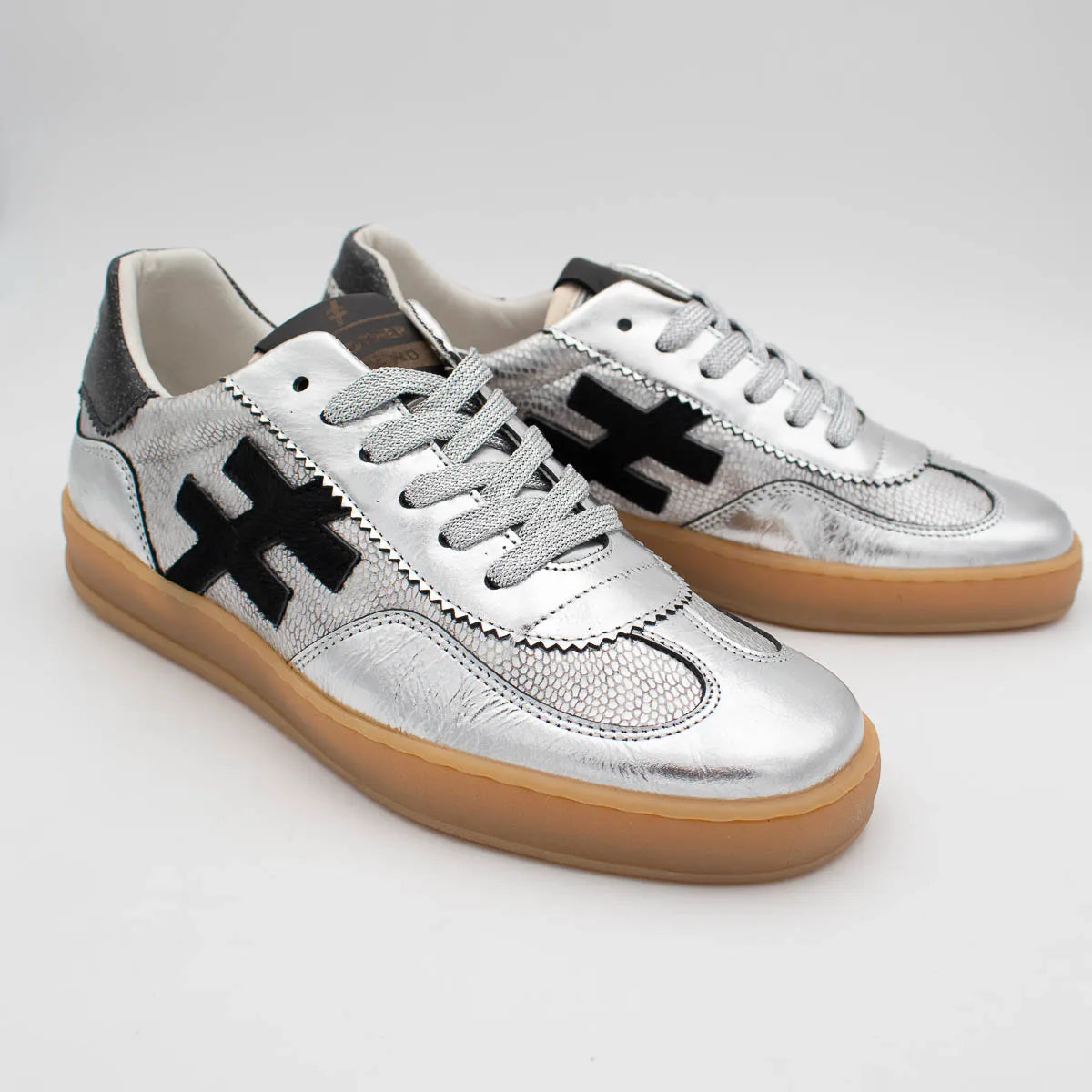 Another Trend ICONIC II Silver and Black Trainer (Metallic Finish) - A032C441