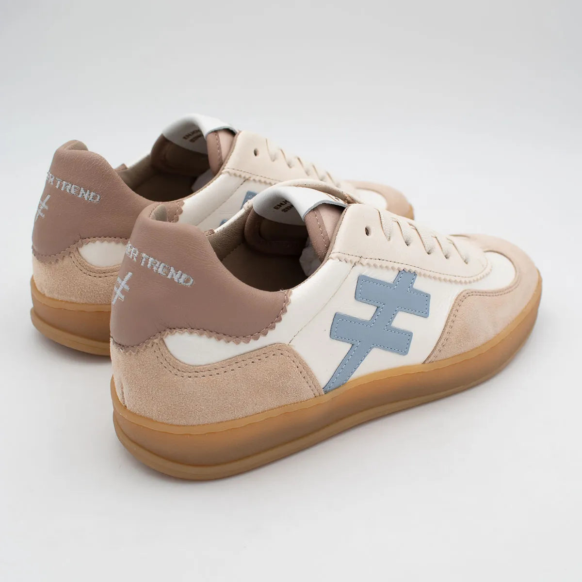Another Trend Cream and Baby Blue Trainer (Patent Finish) (Lace Up) A032T388