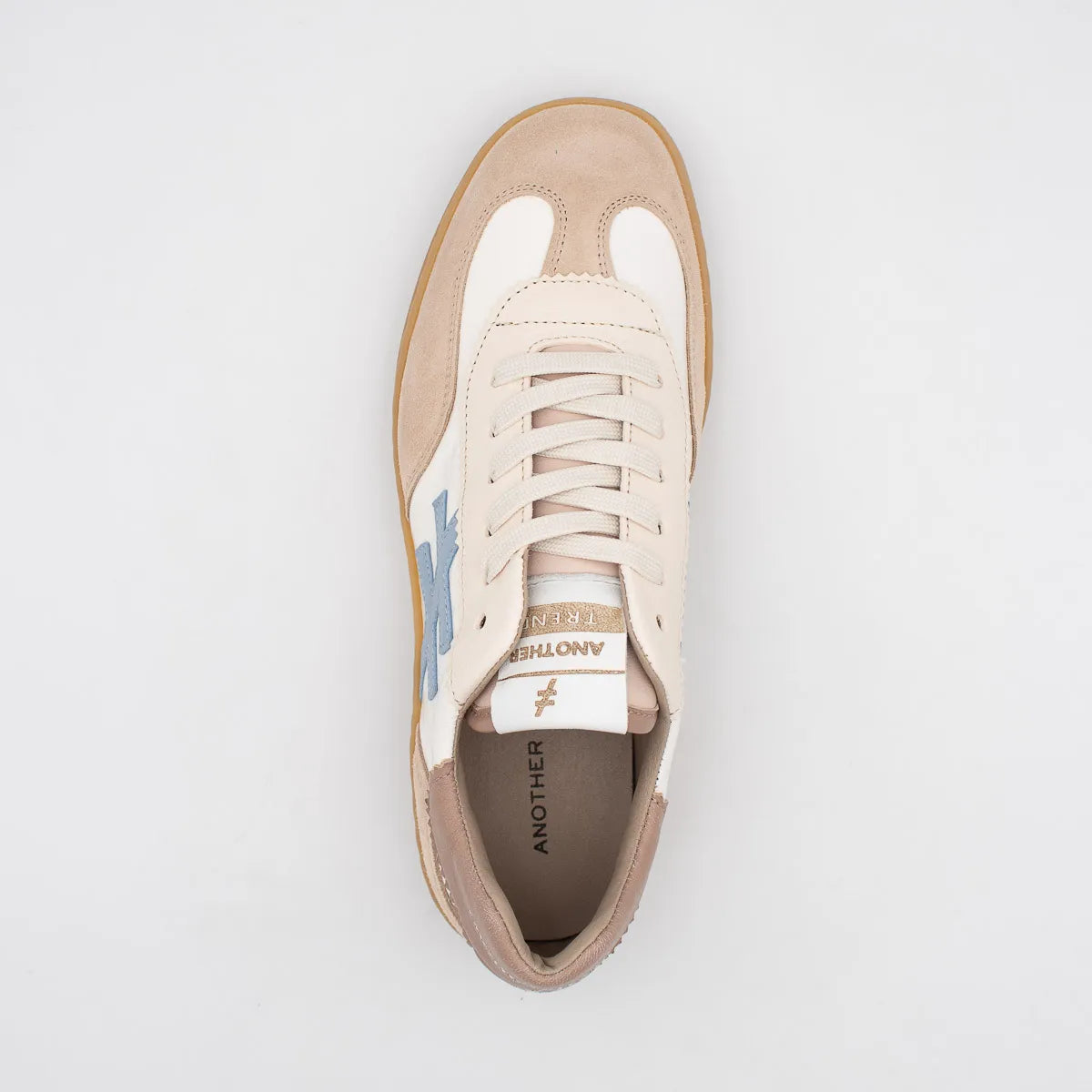 Another Trend Cream and Baby Blue Trainer (Patent Finish) (Lace Up) A032T388