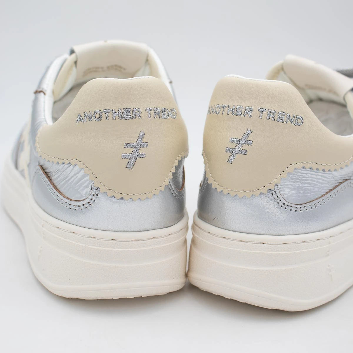 Another Trend Silver and Cream Trainer (Platform Sole) - A0352641