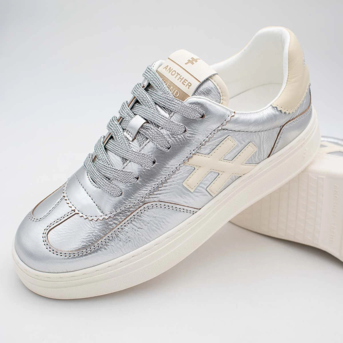 Another Trend Silver and Cream Trainer (Platform Sole) - A0352641