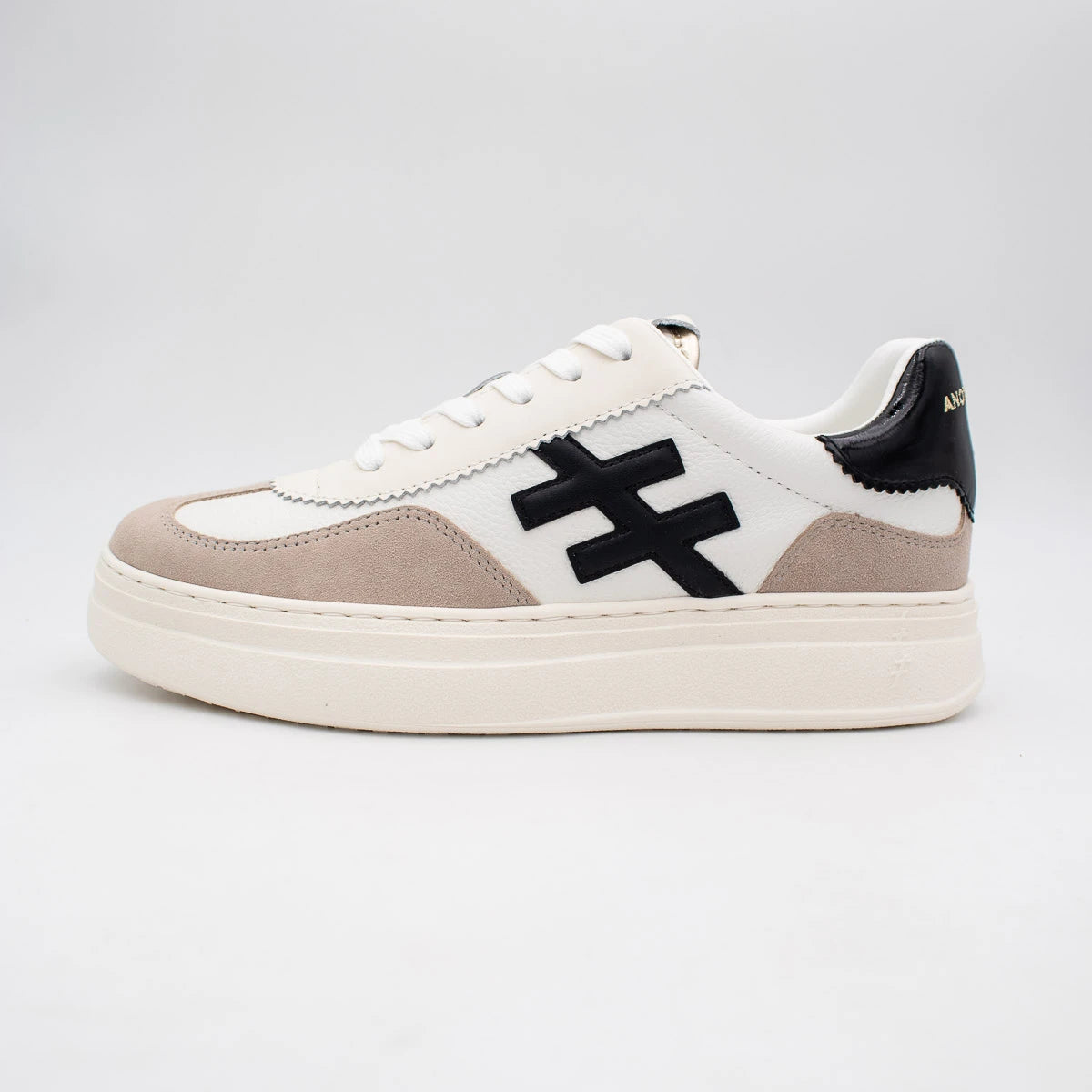 Another Trend White and Taupe Trainer (Platform Sole) - A032T493
