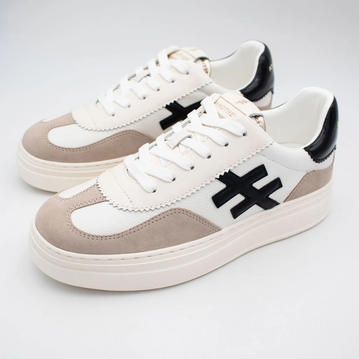 Another Trend White and Taupe Trainer (Platform Sole) - A032T493