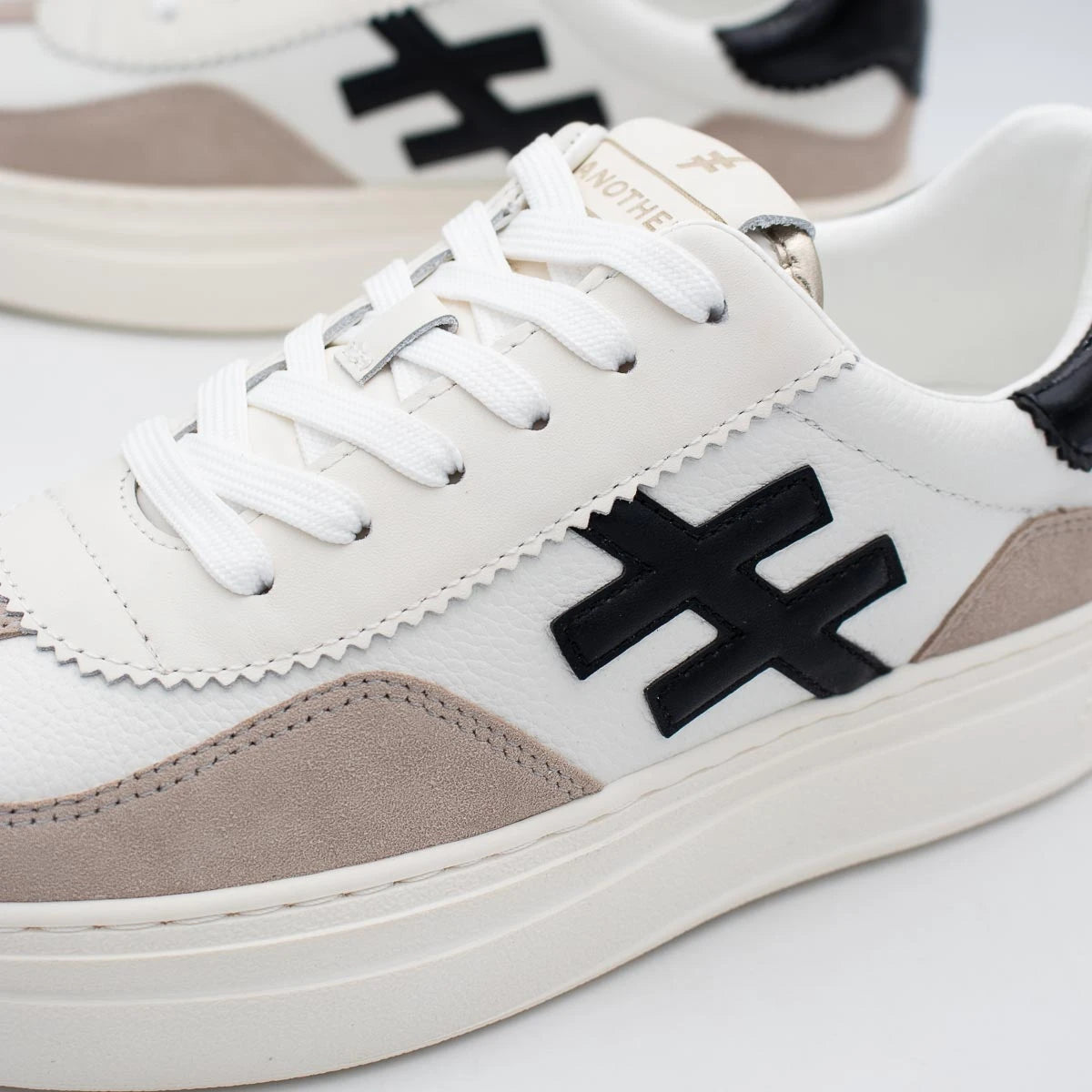 Another Trend White and Taupe Trainer (Platform Sole) - A032T493