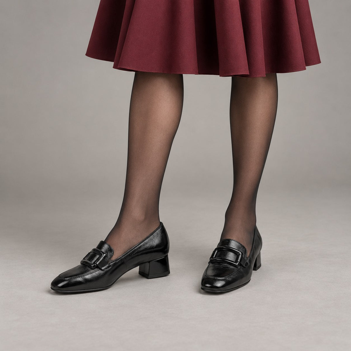 Ara Graz Black Patent Leather Wide Fit Court Shoes