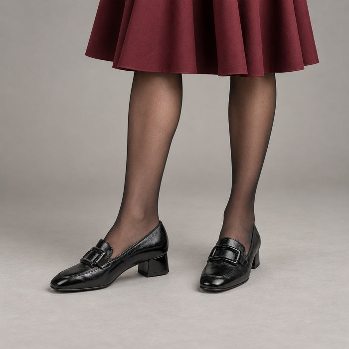 Ara Graz Black Patent Leather Wide Fit Court Shoes