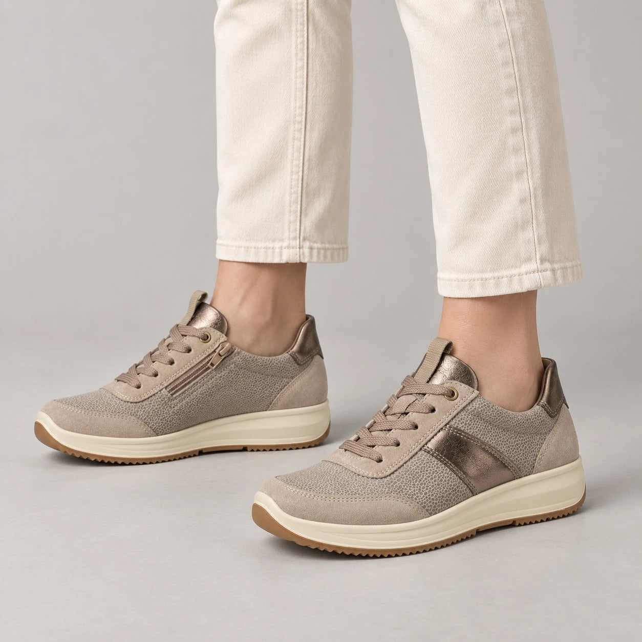 Ara Osaka Cashmere Wide Fit Trainer with Zip