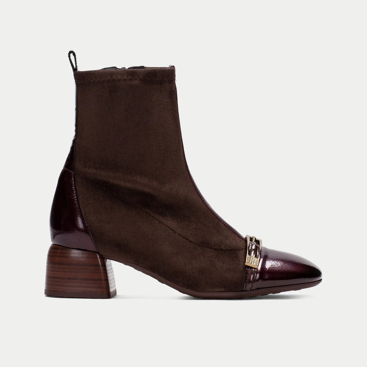 Hispanitas Varsovia Burgundy Brown Leather Ankle Boots