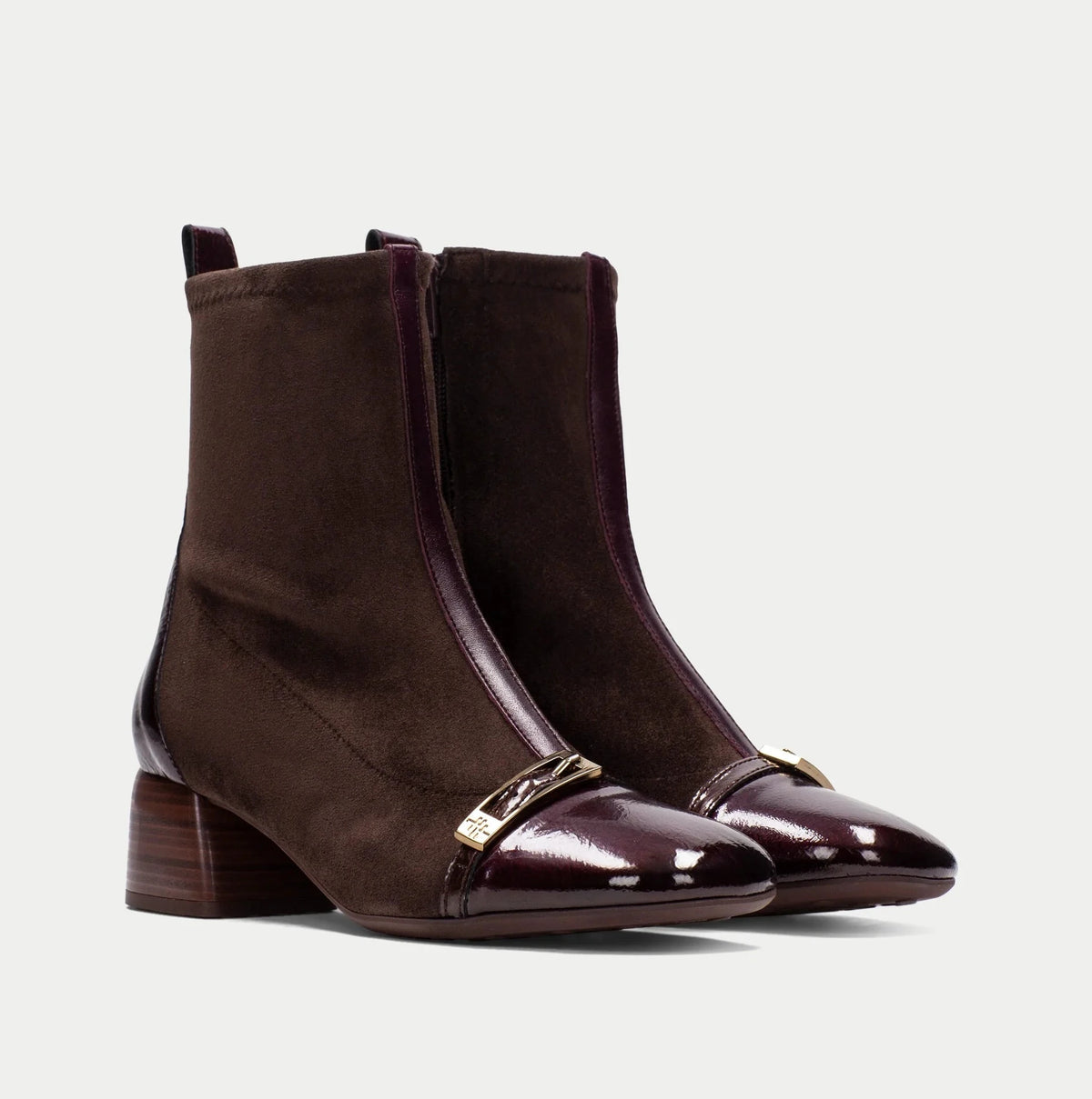 Hispanitas Varsovia Burgundy Brown Leather Ankle Boots