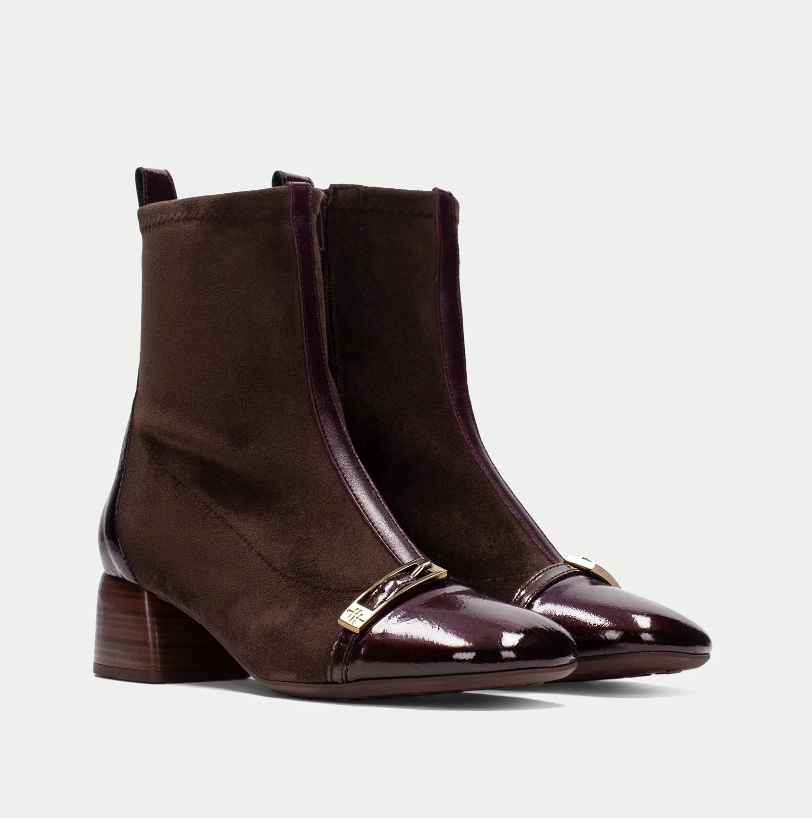 Hispanitas Varsovia Burgundy Brown Leather Ankle Boots