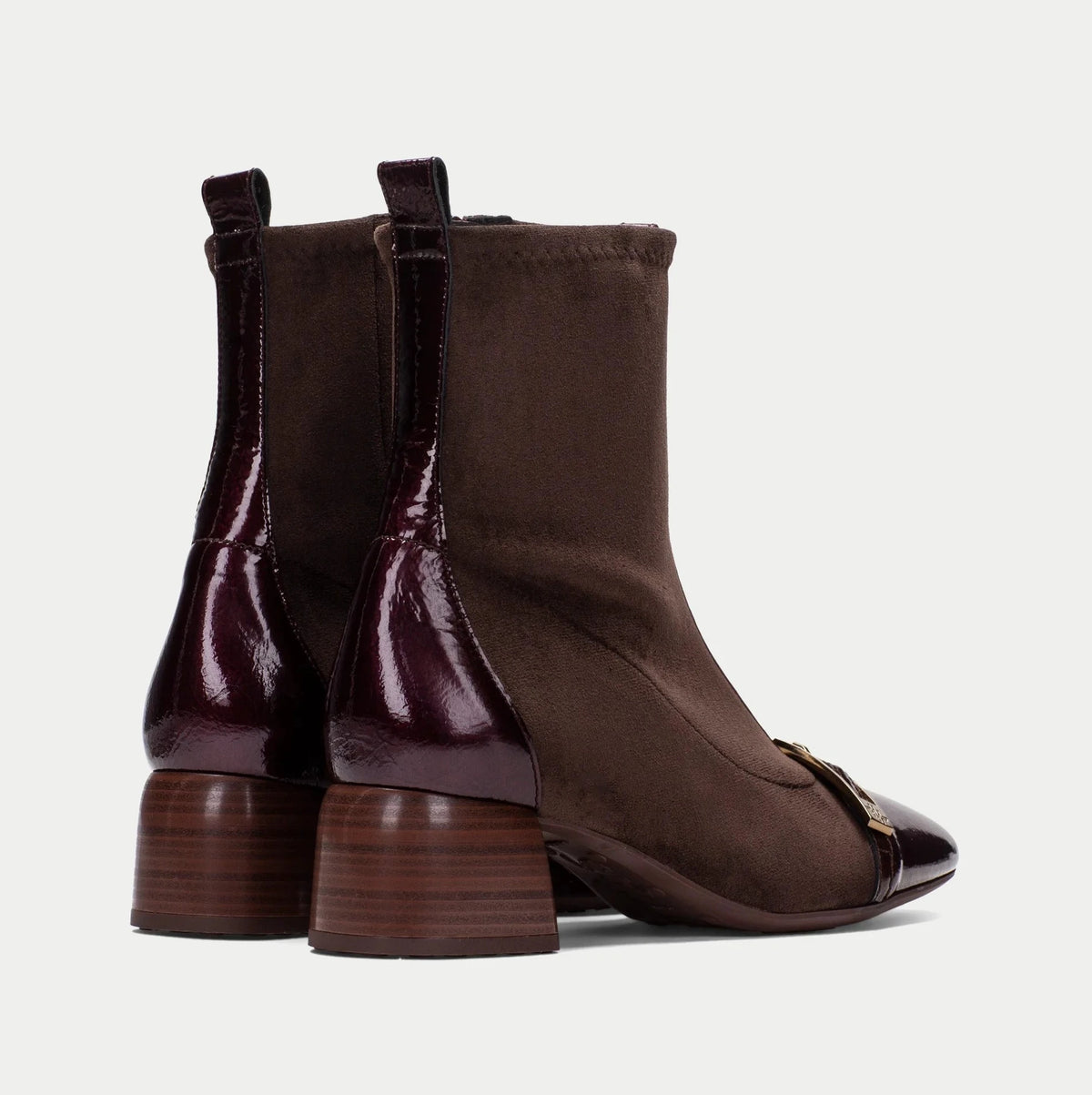 Hispanitas Varsovia Burgundy Brown Leather Ankle Boots