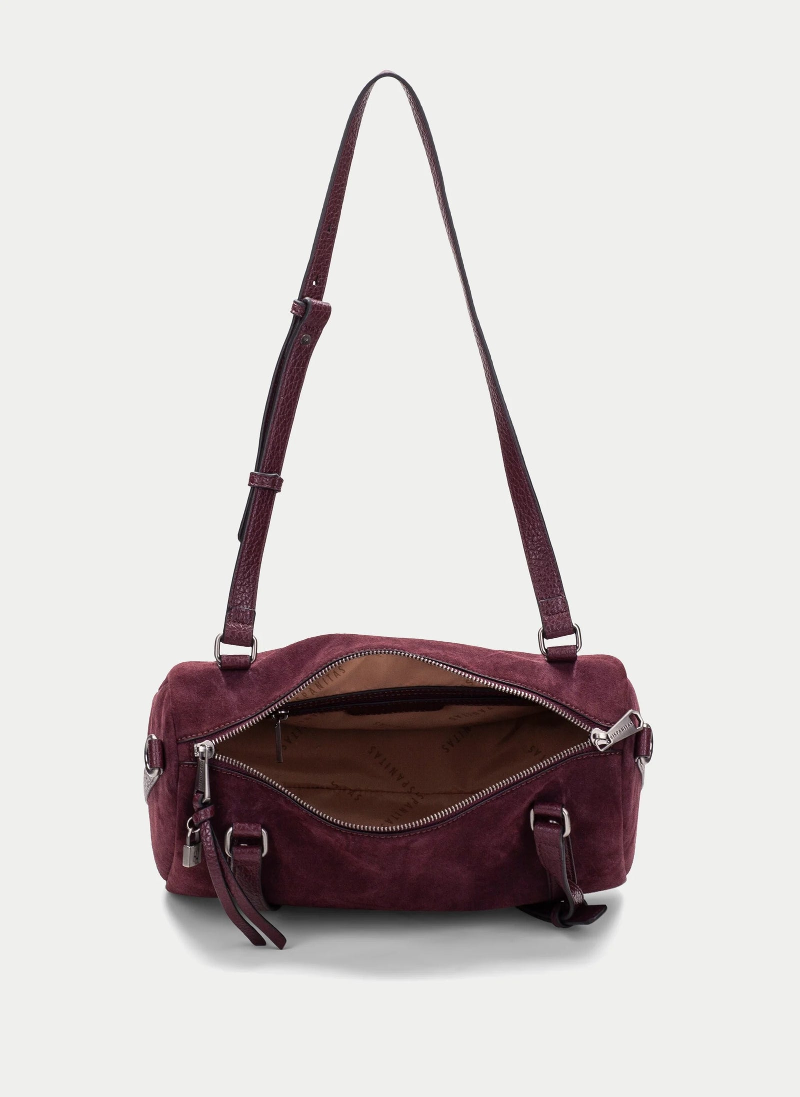 Hispanitas Burgundy Recycled Suede-Effect Bowling Bag