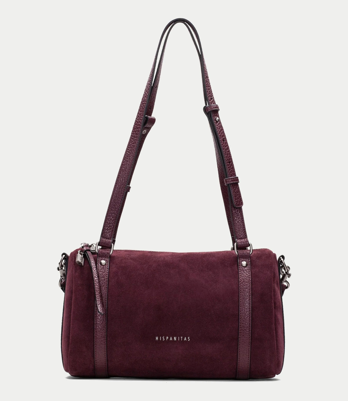Hispanitas Burgundy Recycled Suede-Effect Bowling Bag