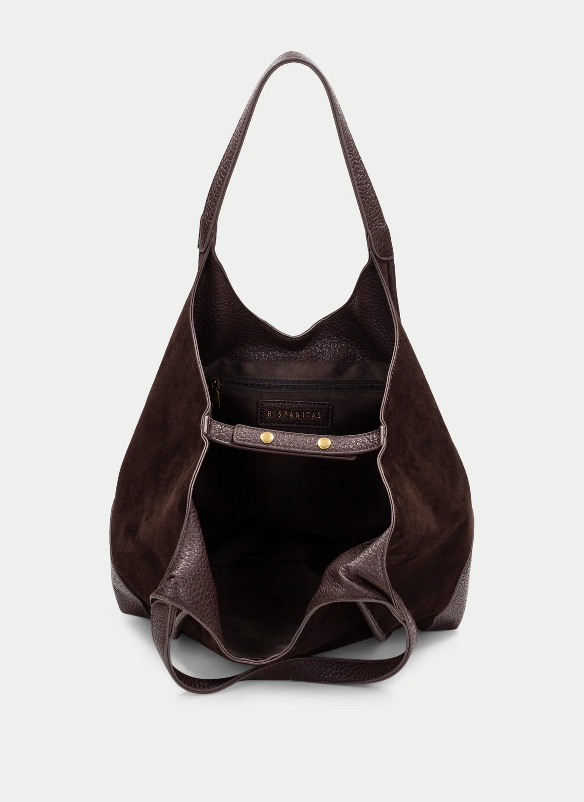 Hispanitas Chocolate Recycled Suede-Effect Hobo Bag