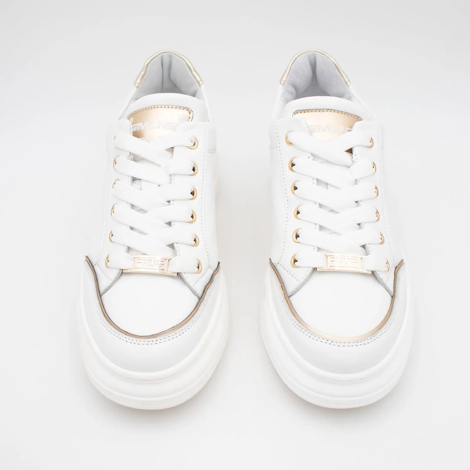 White Trainer with Gold Detailing by Meline - Leavys Shoes