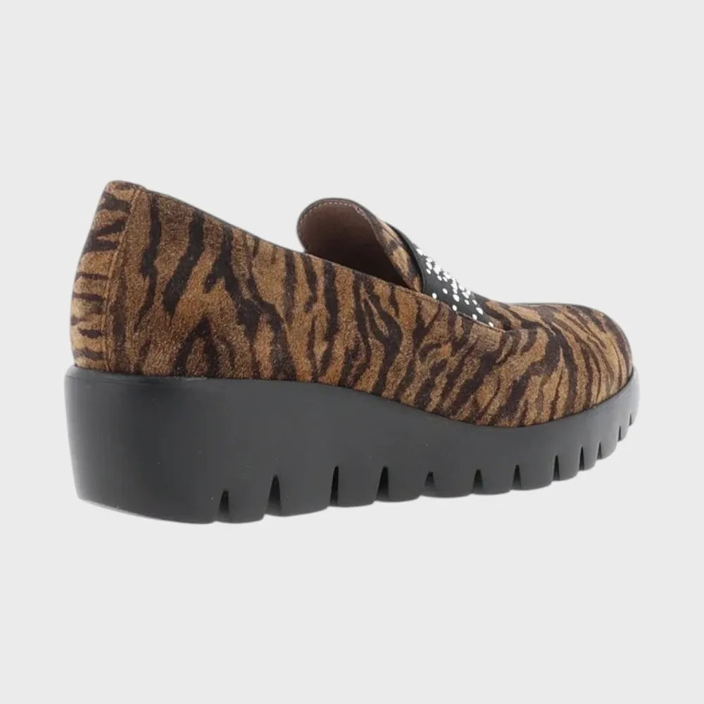 Wonders Zebra-Print Diamanté Loafers – Tabac - Leavys Shoes