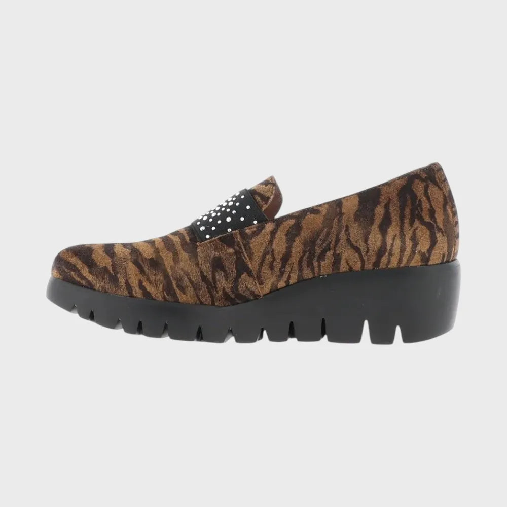 Wonders Zebra-Print Diamanté Loafers – Tabac - Leavys Shoes