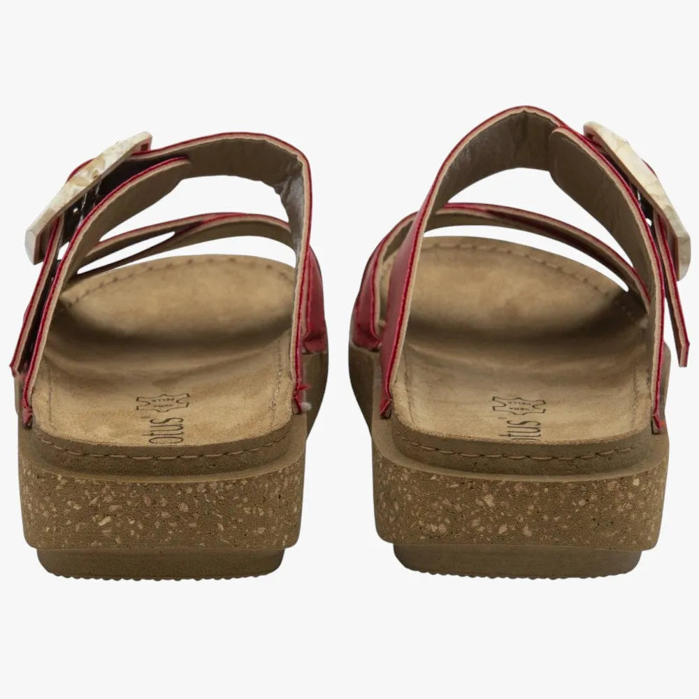 Lotus Comino Red Leather Mule Sandals with Buckle