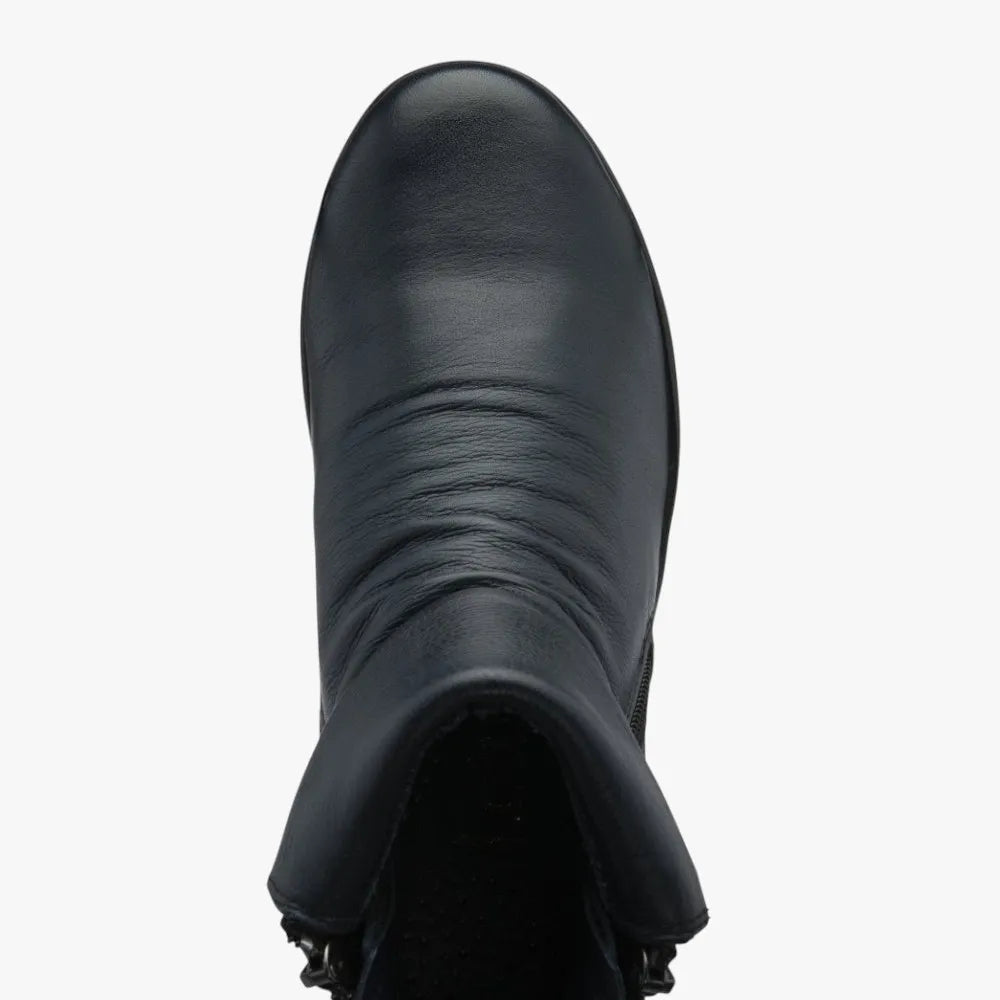 Lotus CORDELIA Navy Leather Wedge Ankle Boots (Wide Fit) - Leavys Shoes