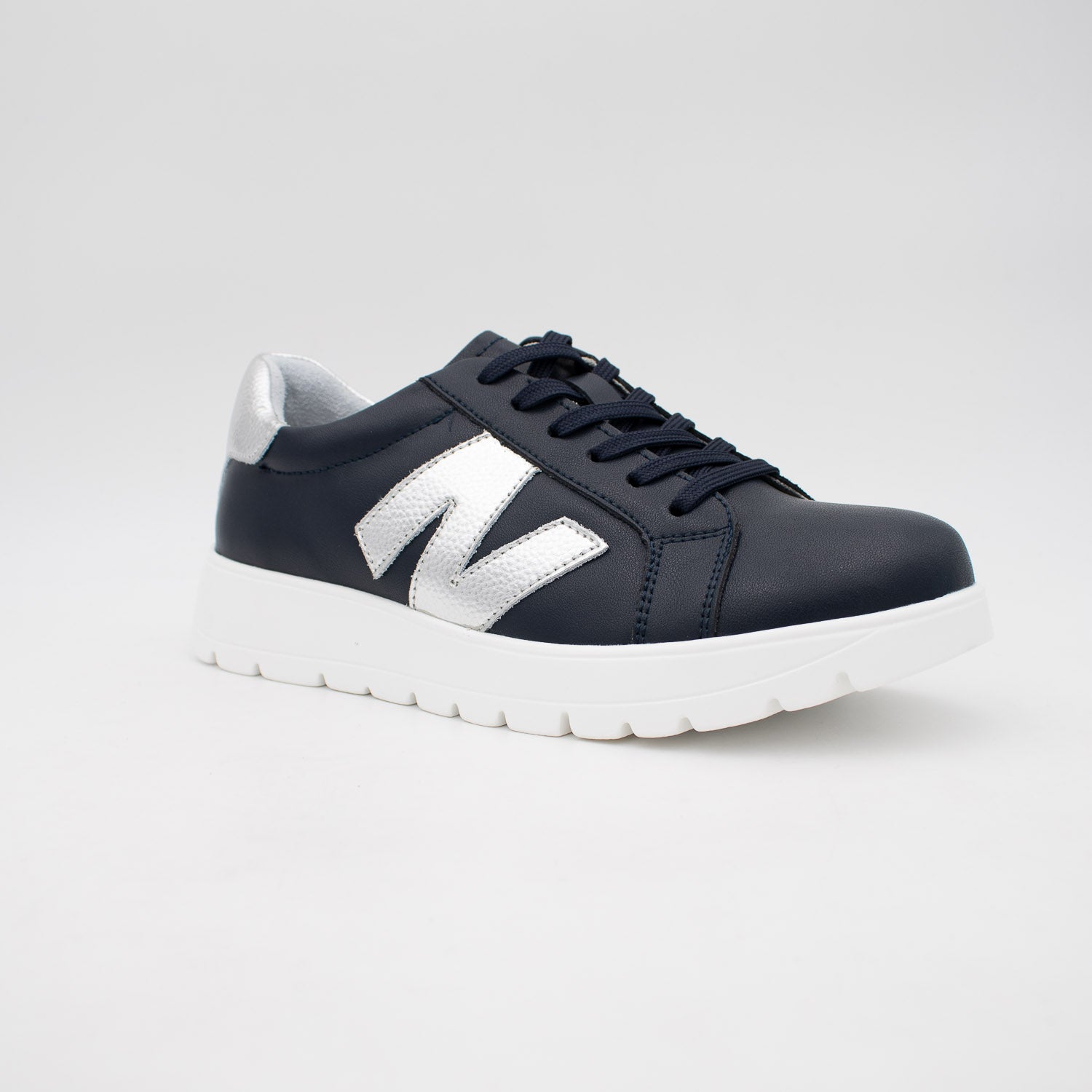 Redz Navy Runner – Stylish Comfort with Silver Accents - Leavys Shoes