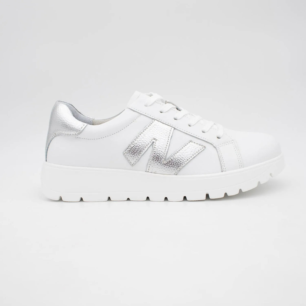 Redz White Runner – Stylish Comfort with Silver Accents - Leavys Shoes