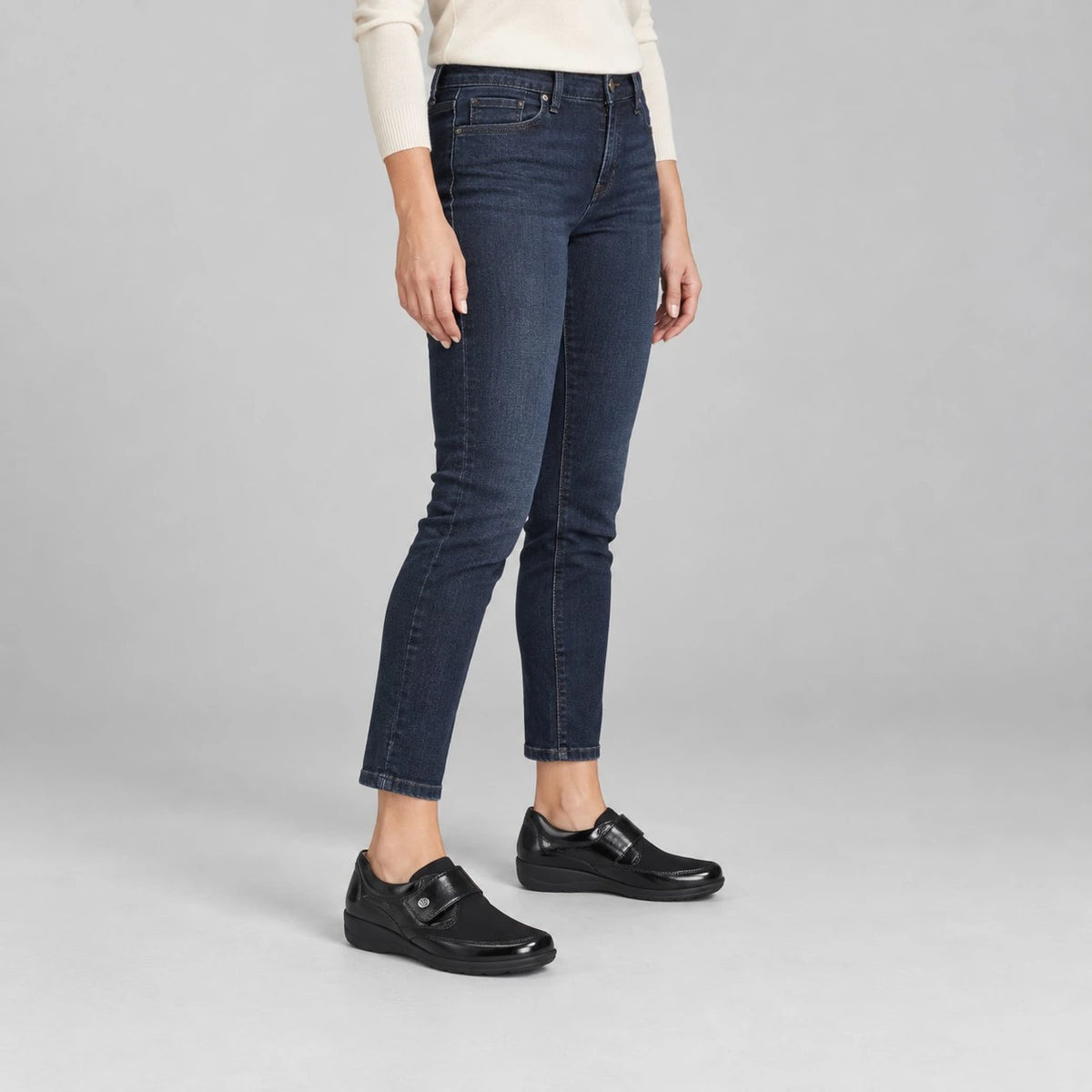Caprice Black Patent StretchOut Hallux Wide Fit Shoes