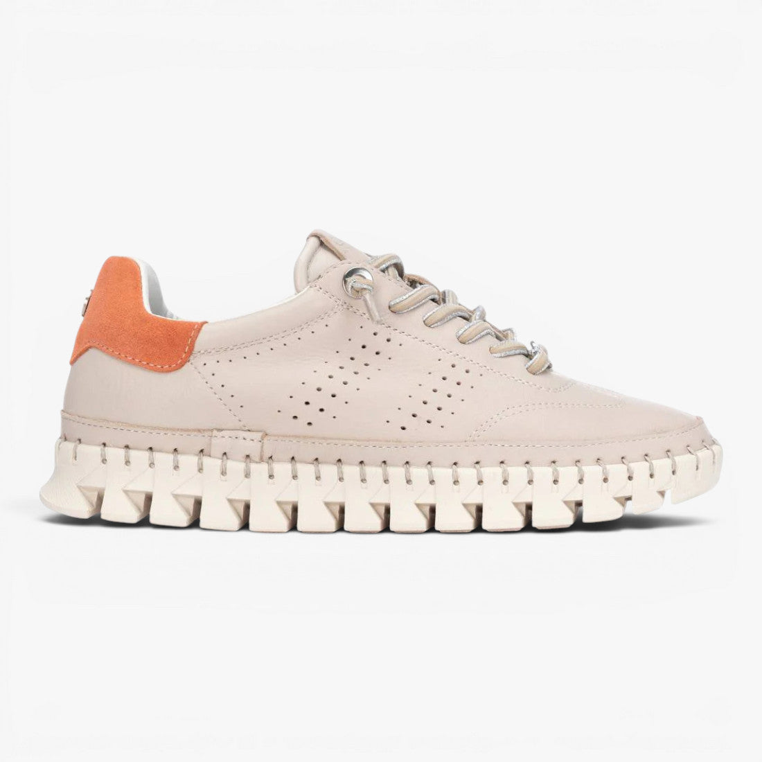 Carmela Beige Trainer (Leather) – 163107