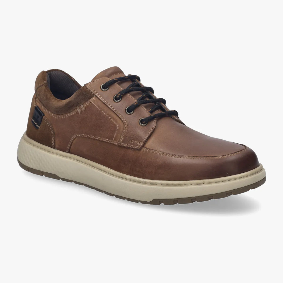 Josef Seibel Clayton 01 Cognac Men’s Leather Trainer – Wide Fit, Lightweight EVA/TR Sole - Leavys Shoes