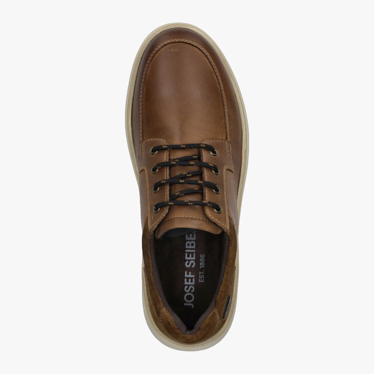 Josef Seibel Clayton 01 Cognac Men’s Leather Trainer – Wide Fit, Lightweight EVA/TR Sole - Leavys Shoes