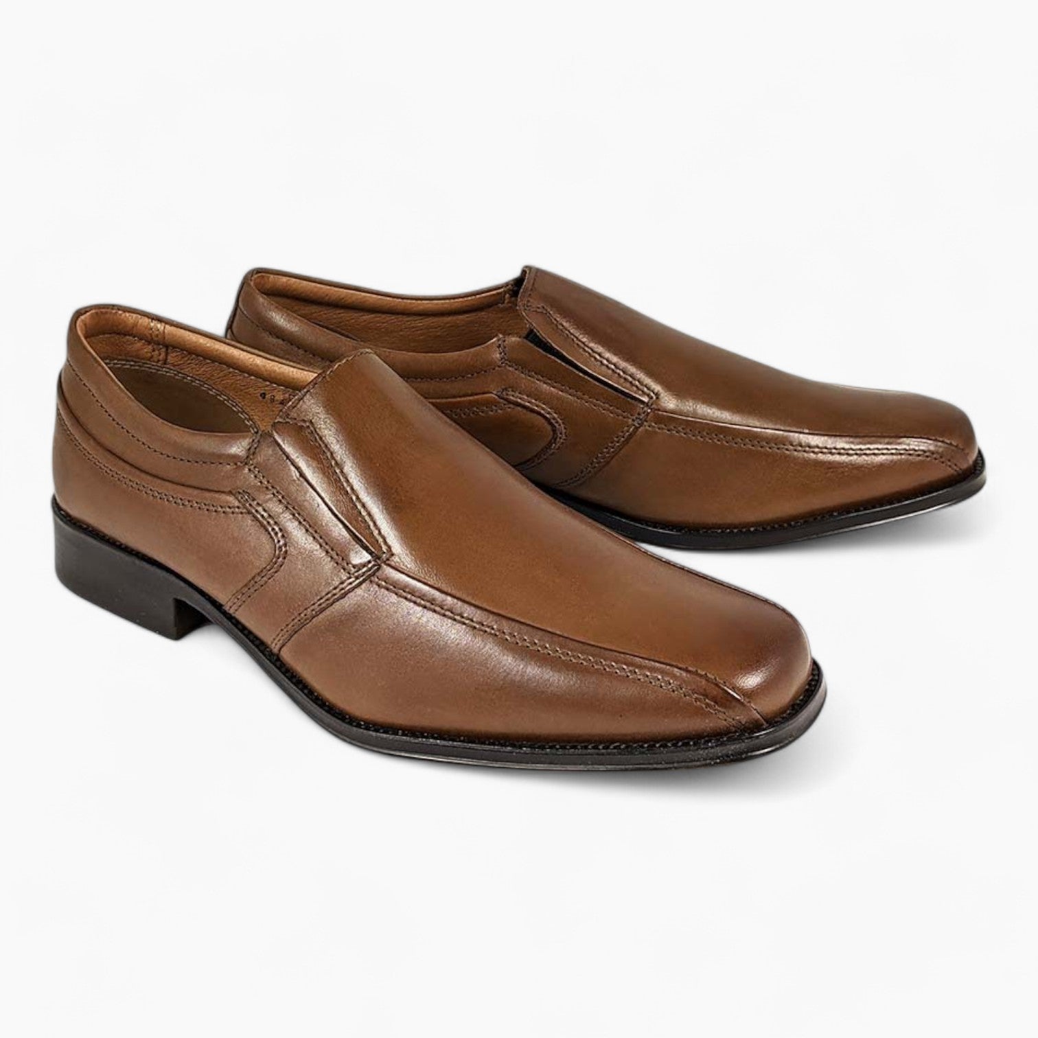 Tan Slip-On Shoes with Tramline Stitch - Dubarry Declan - Leavys Shoes