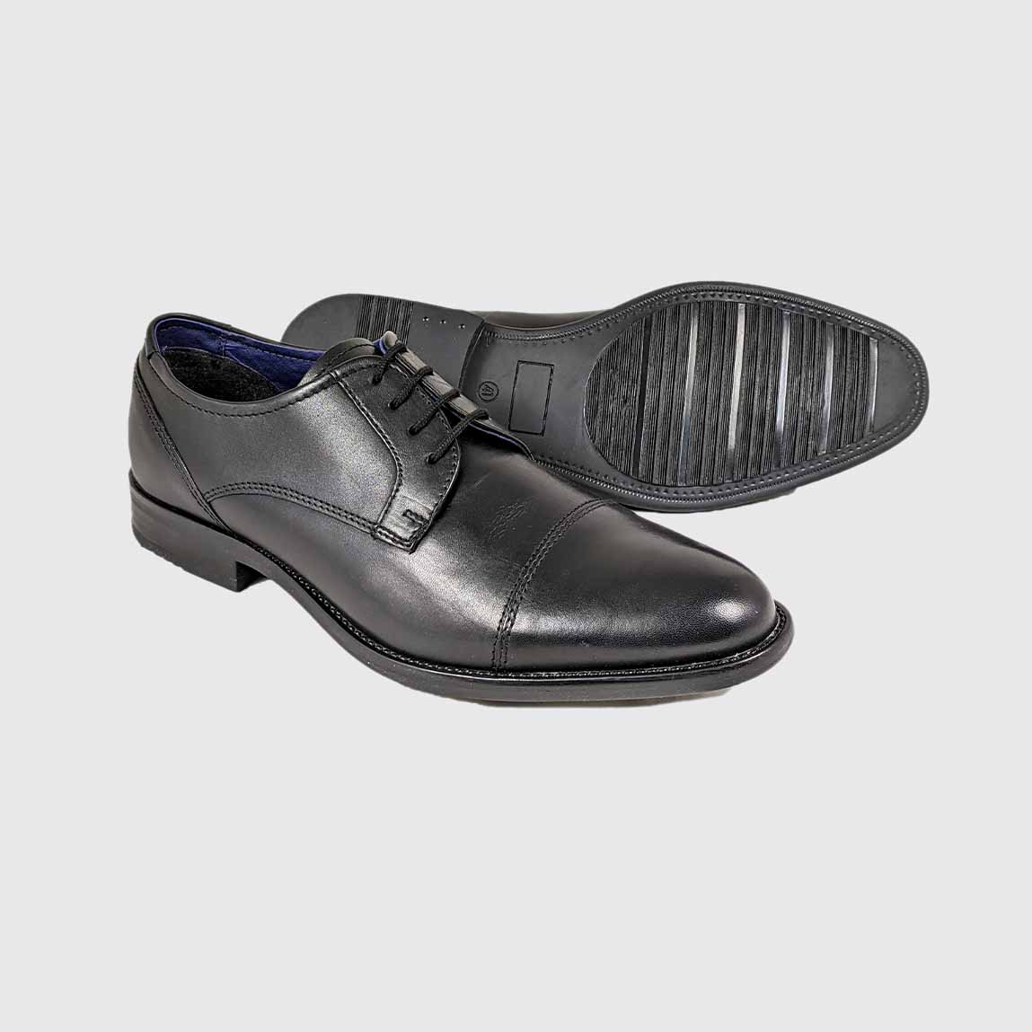 Image focusing on the sole of the Dubarry Derek Black shoe.