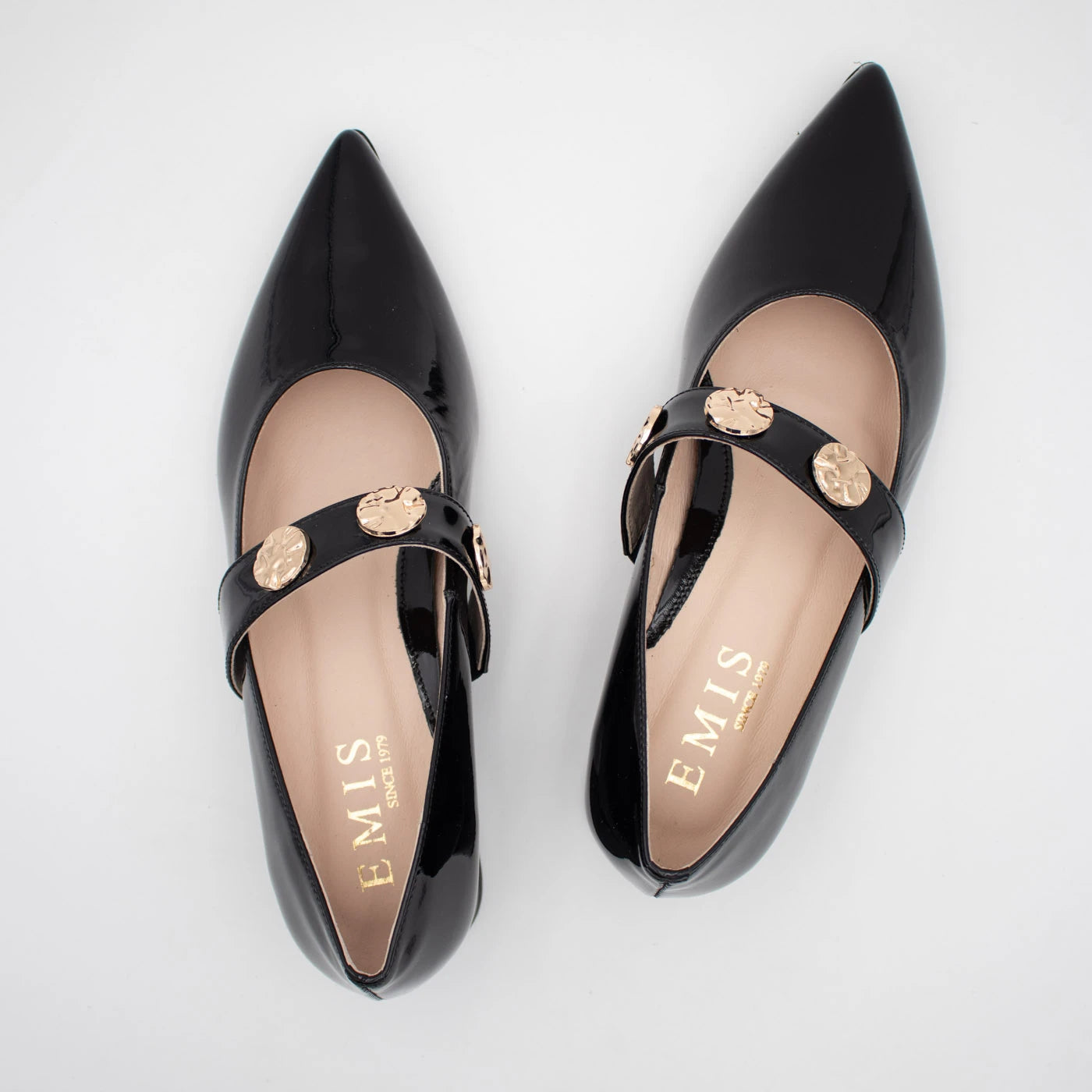 Emis Black Patent Leather Block Heel Mary Jane Shoes
