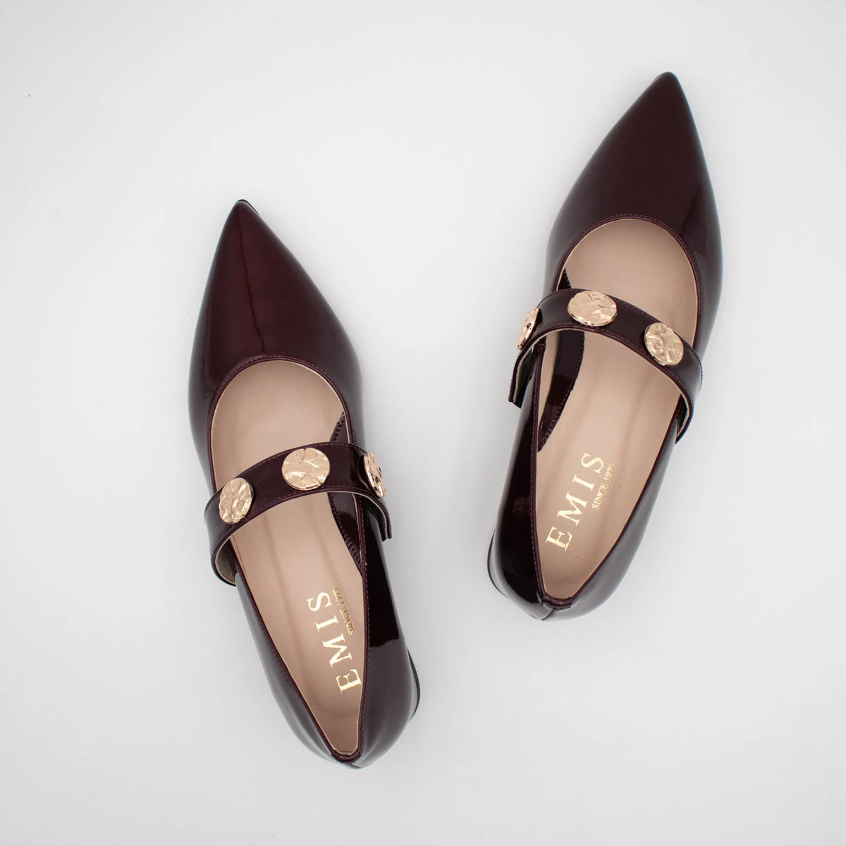Emis Burgundy Patent Leather Block Heel Mary Jane Shoes