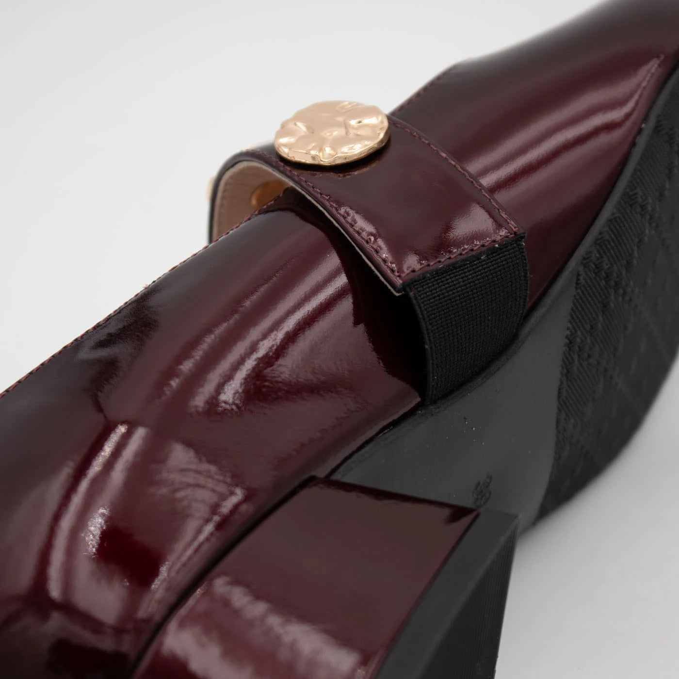 Emis Burgundy Patent Leather Block Heel Mary Jane Shoes