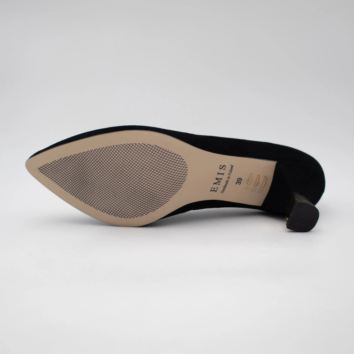 Emis Black Suede Gold Detail Court Shoes