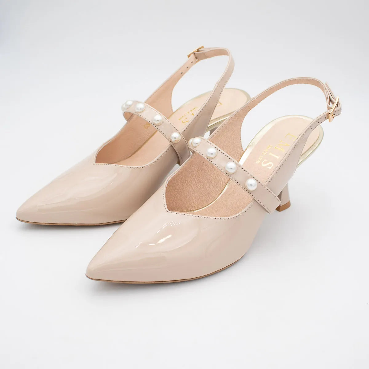 EMIS Beige Court Shoes Wide Fit